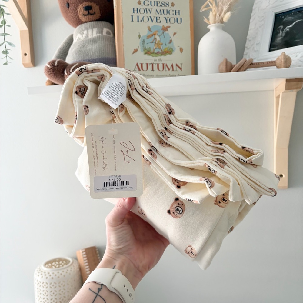 Jax and Lennon double terry teddy bear bamboo blanket